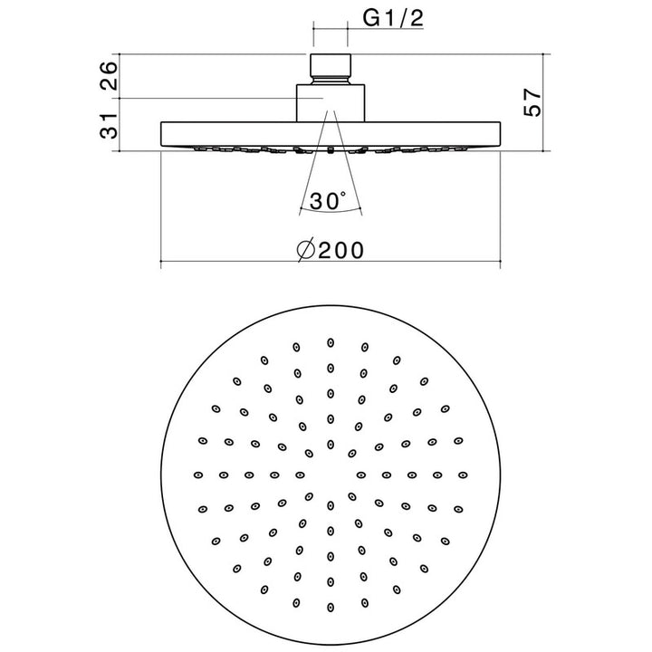 Caroma Invigra Overhead Showerhead Only 200mm