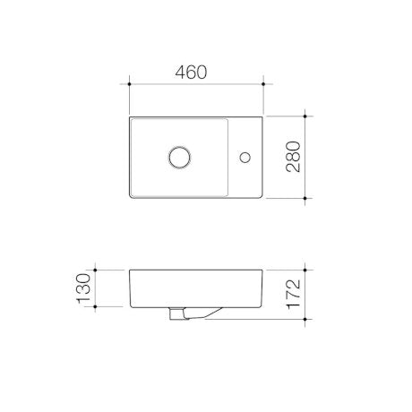 Caroma Urbane II Hand Wall Basin (1 Tap Hole)