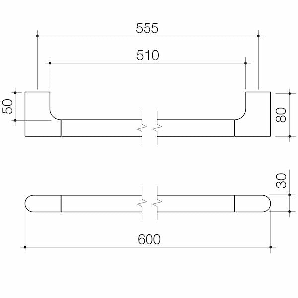Caroma Urbane II Universal Rail 600mm Straight Chrome