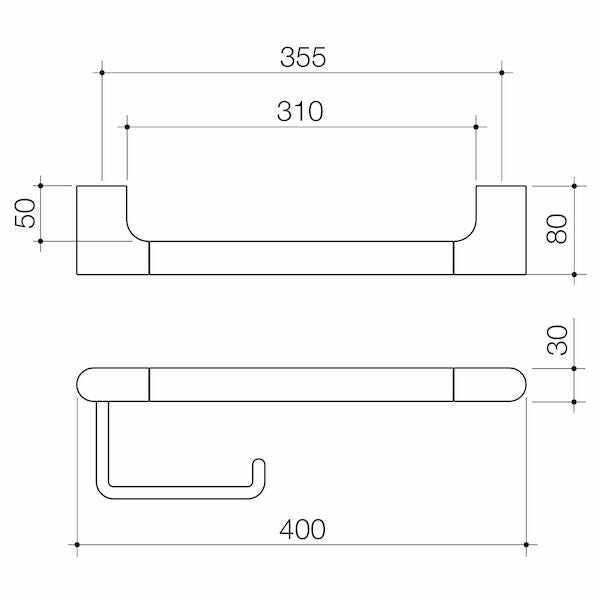 Caroma Urbane II Universal Rail 400mm + Toilet Roll Holder Set Chrome