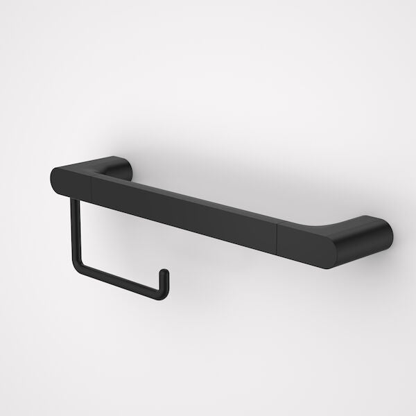 Caroma Urbane II Universal Rail 400mm + Toilet Roll Holder Set Black