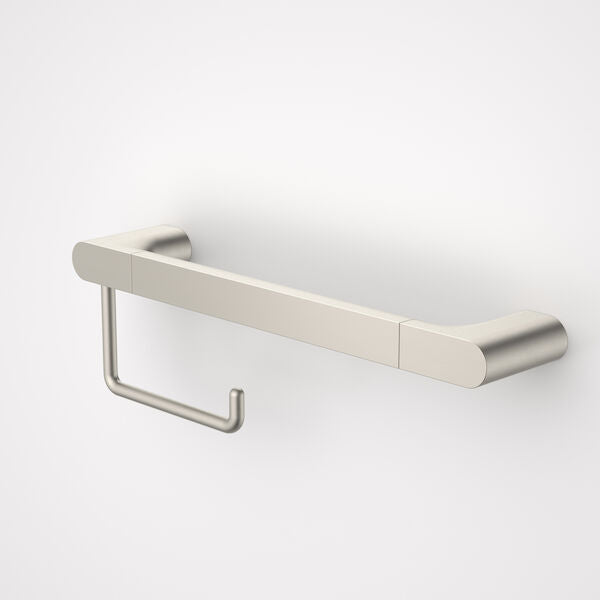 Caroma Urbane II Universal Rail 400mm + Toilet Roll Holder Set Brushed Nickel