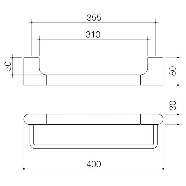Caroma Urbane II Universal Towel Rail 400mm Set Brushed Brass