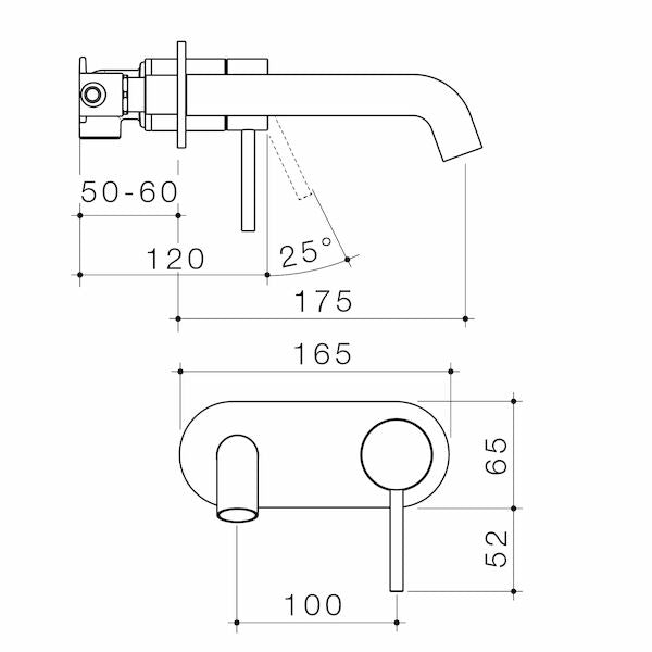 Caroma Liano II Wall Basin/Bath Mixer Round Cover Plate 175mm Matte Black Lead Free
