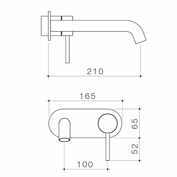 Caroma Liano II 210mm Wall Basin / Bath Trim Kit Rounded Cover Plate Brushed Bronze Lead Free