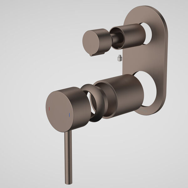 Caroma Liano II Bath/Shower Mixer With Diverter Trim Kit Round Plate Brushed Bronze