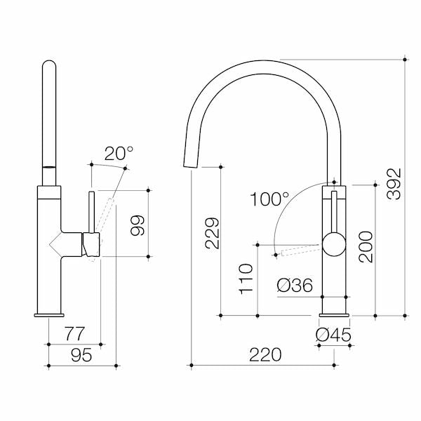 Caroma Liano II Sink Mixer Matte Black Lead Free