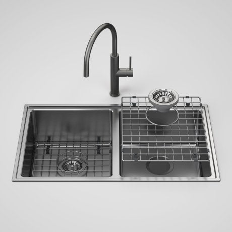 Caroma Urbane II Double Bowl Sink with Liano II Sink Mixer