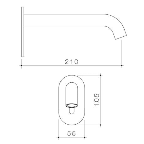 Caroma Liano II Sensor 210 Wall Outlet Sales Kit Brushed Brass Lead Free