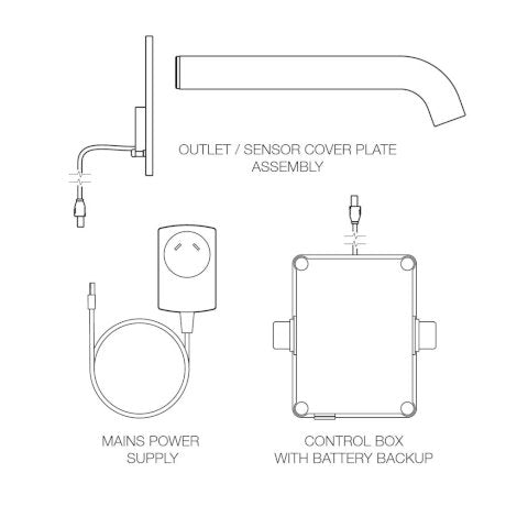 Caroma Liano II Sensor 210 Wall Outlet Sales Kit Chrome Lead Free