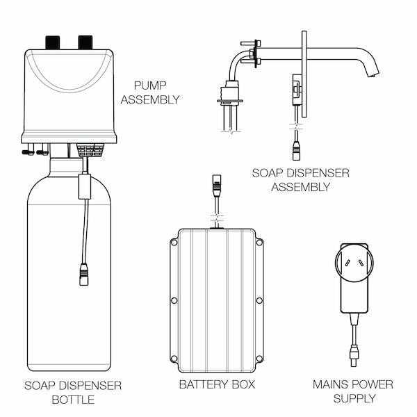 Caroma Liano II Sensor Wall Mounted Soap Dispenser Trim Kit Gunmetal