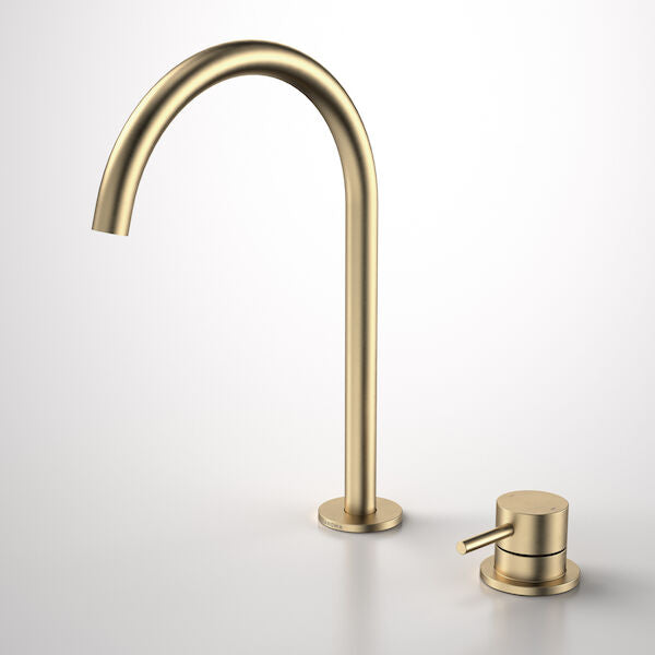 Caroma Liano II Hob Basin/Sink Mixer Set 200mm Brushed Brass Lead Free