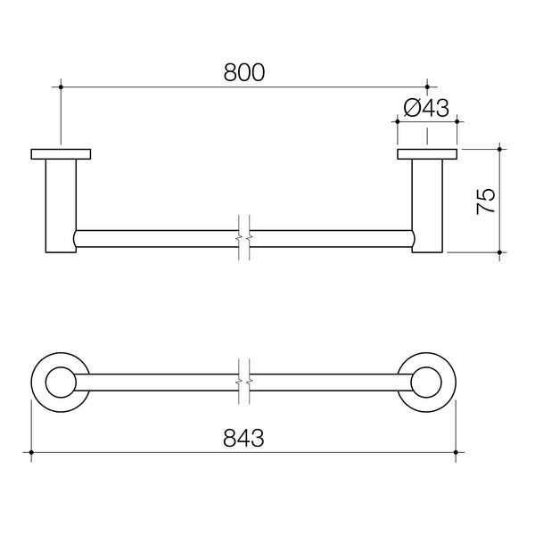 Caroma Liano II 840 Single Towel Rail Brushed Brass