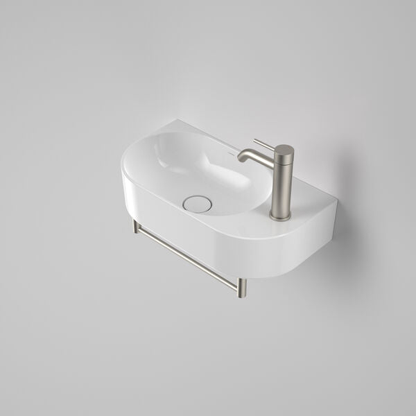 Caroma Liano II Hand Wall Basin Integrated Towel Rail Brushed Nickel (Rail Only)