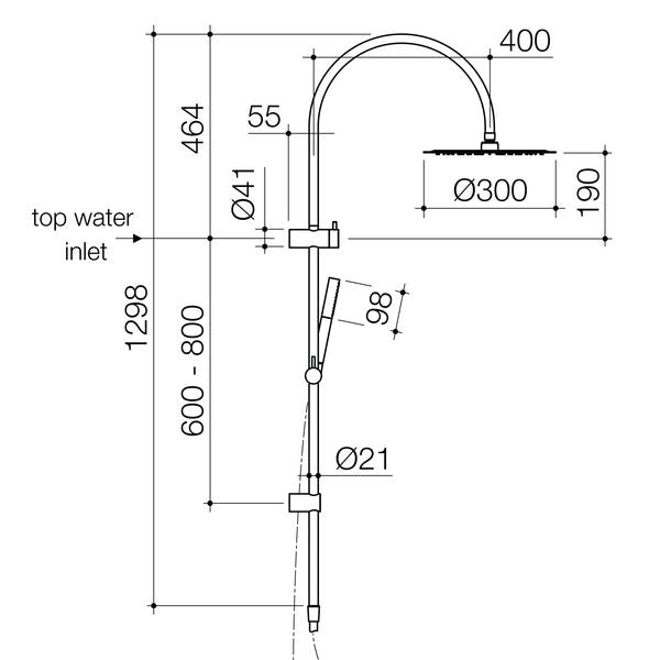 Caroma Liano II Rail Shower with Overhead Black