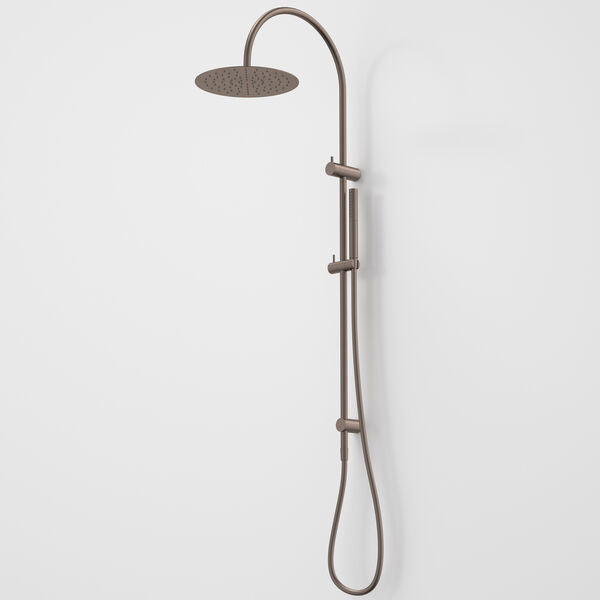 Caroma Liano II Rail Shower with Overhead Brushed Bronze