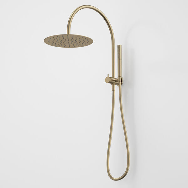 Caroma Liano II Compact Twin Shower with Overhead Brushed Brass