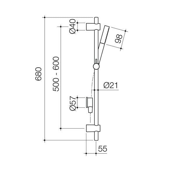 Caroma Liano II 3 Function Microphone Rail Shower Brushed Brass