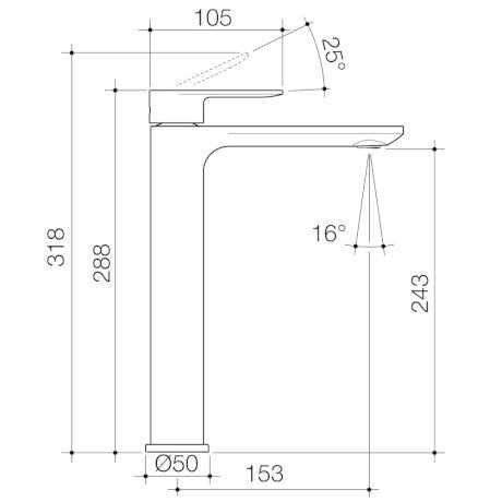 Caroma Urbane II Tower Basin Mixer Chrome Lead Free