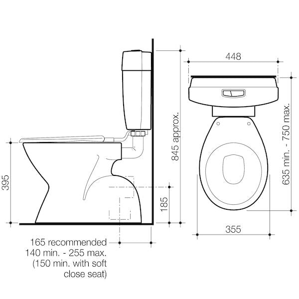 Caroma Slimline Concorde Connector S Trap Suite White Standard seat