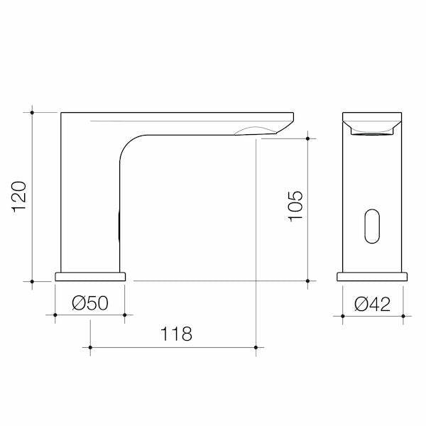 Caroma Urbane II Sensor Activated Hob Mounted Outlet/Tap Matte Black Lead Free