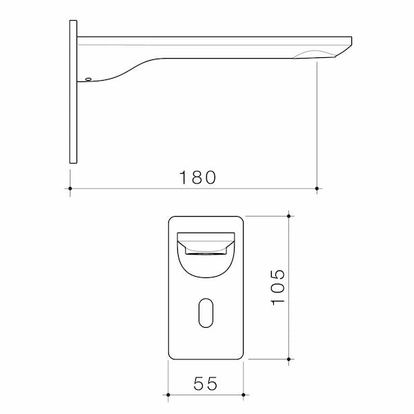 Caroma Urbane II Sensor 180mm Wall Outlet Sales Kit Matte Black