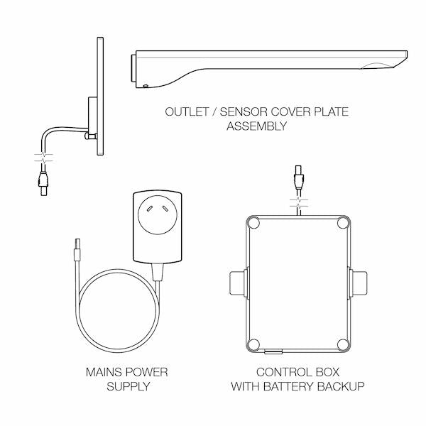 Caroma Urbane II Sensor 220mm Wall Outlet Trim Kit Chrome Lead Free