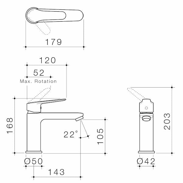 Caroma Opal Basin Mixer Hot / Cold Chrome Lead Free