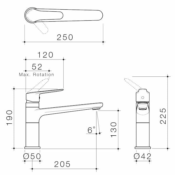 Caroma Opal Sink Mixer Hot / Cold Matte Black Lead Free