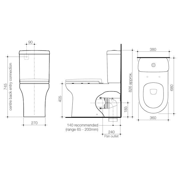 Stylus Basis Back to Wall Close Coupled Toilet Suite