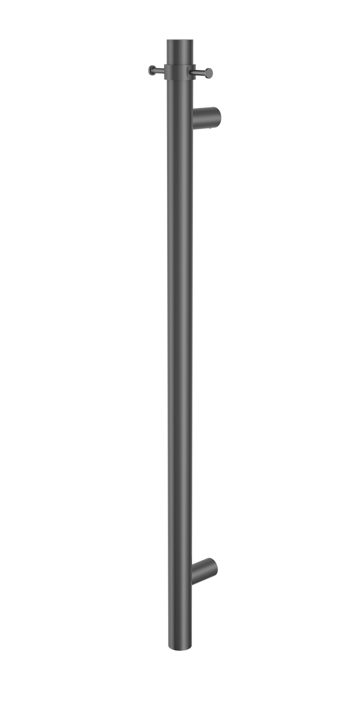 Bad Und Kuche Morgan Rund Vertical Single Heated Towel Rail with Double Hook
