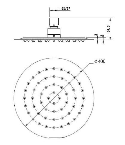 Bad Und Kuche Modern Rund Round Rain Shower Head 400mm