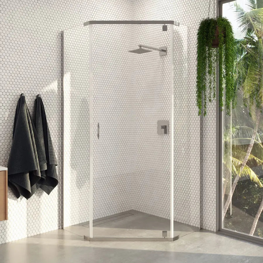 Decina Cascade Shower Screen 1000 Angled Chrome