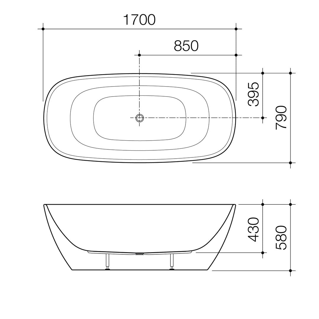 Caroma Contura II 1700mm Freestanding Bath Matte Clay