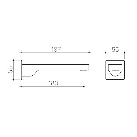 Clark Square Wall Basin/Bath Outlet 180mm Matte Black Lead Free