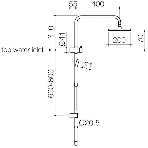 Clark Square II Rail Shower With Overhead Chrome