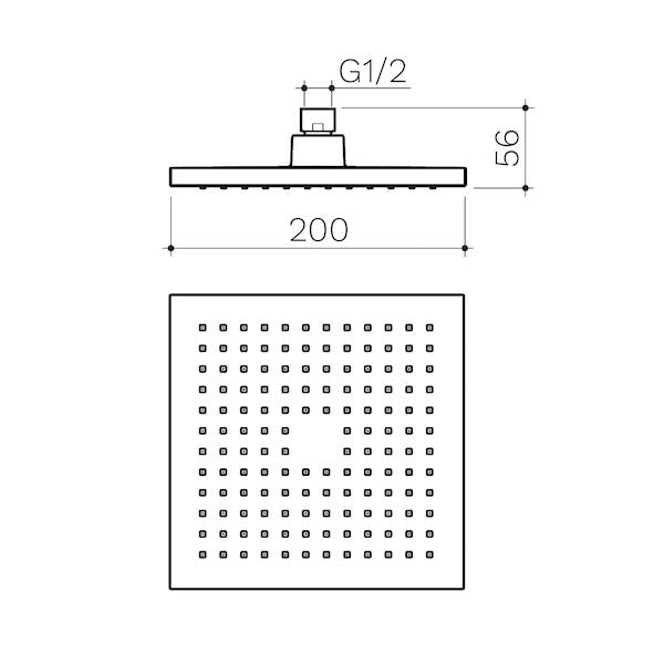 Clark Square II Overhead Shower 200mm Matte Black