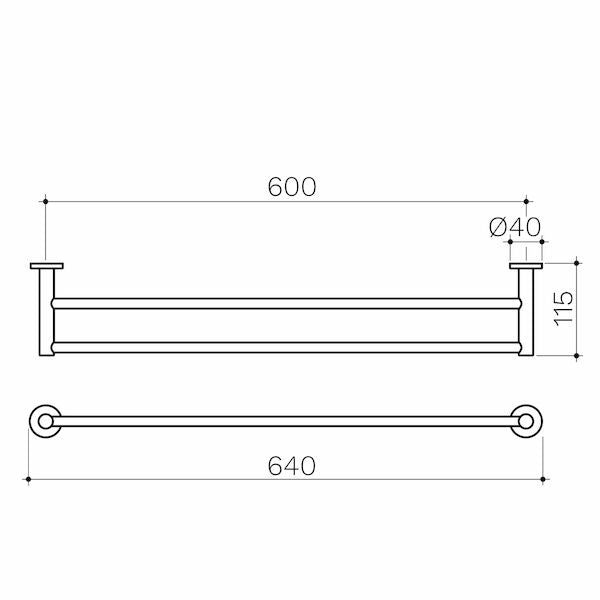 Clark Round 600mm Double Towel Rail Chrome