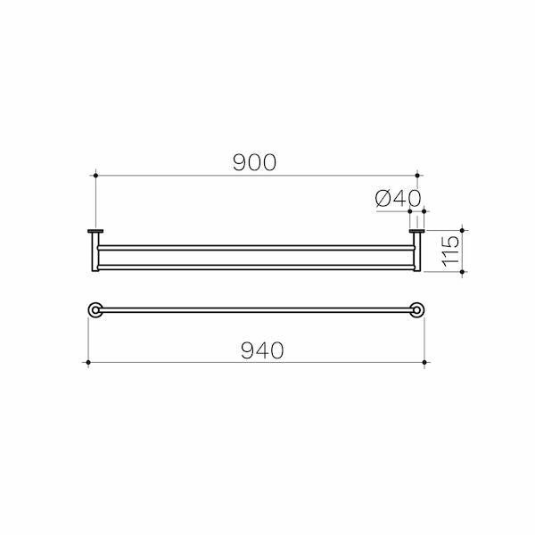Clark Round 900mm Double Towel Rail Chrome