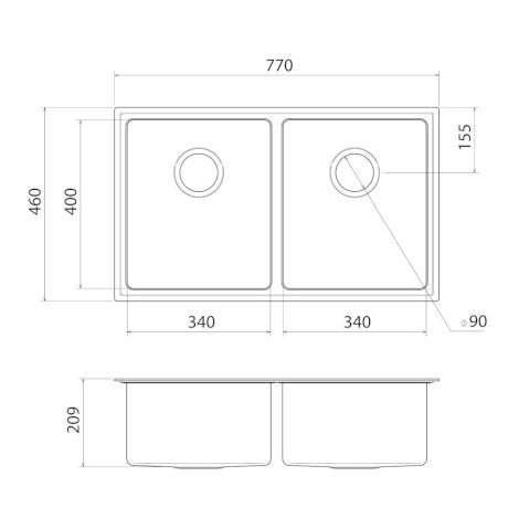 Caroma Urbane II Double Bowl Sink - Gun Metal