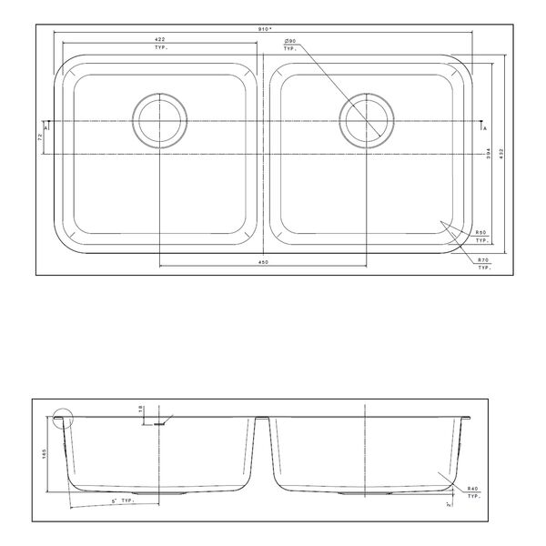 Caroma Luna Double Bowl Sink Undermount/ Overmount Stainless Steel With Chopping Board