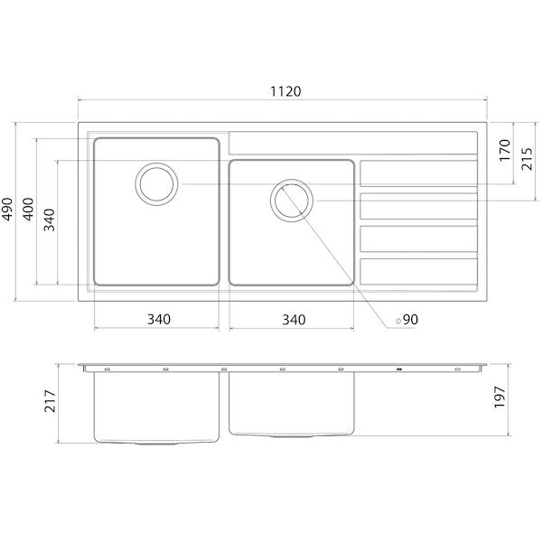 Caroma Urbane II 1.75 Bowl No Tap Hole Left Hand Bowl Stainless Steel