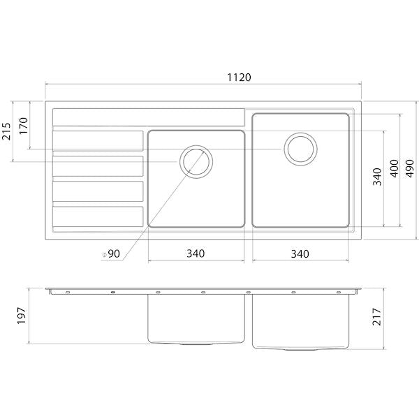 Caroma Urbane II 1.75 Bowl 1 Tap Hole Right Hand Bowl Stainless Steel