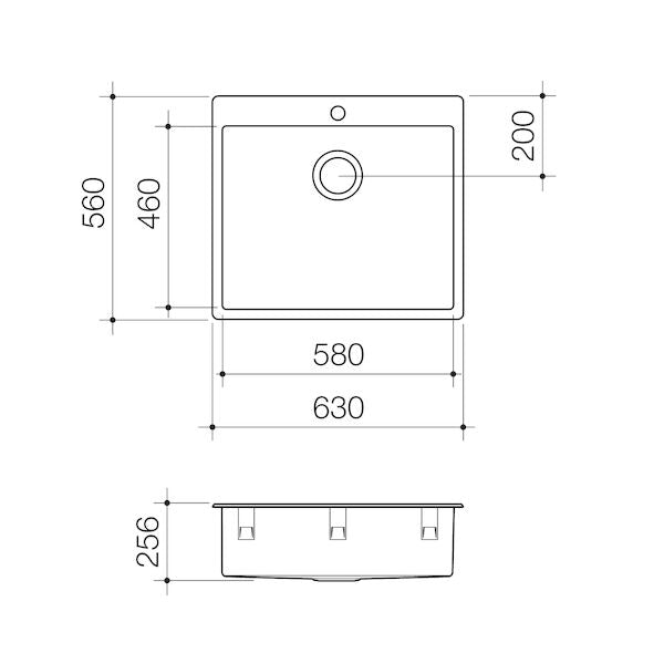 Caroma Urbane II 70 Litre Tub 1 Tap Hole Stainless Steel