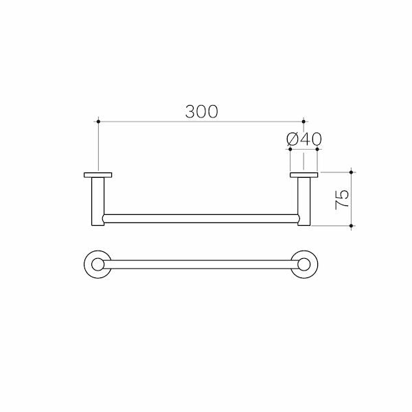 Clark Round 300mm Single Towel Rail Brushed Nickel