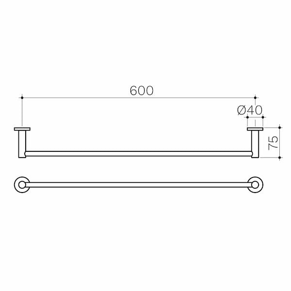 Clark Round 600mm Single Towel Rail Brushed Nickel