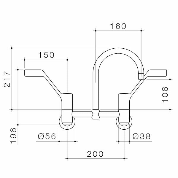 Caroma G Series+ Exposed Breech Wall Sink Set 160mm Outlet + 150mm Handles Lead Free