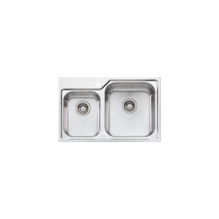 Oliveri Nu-Petite NP616 1 Tap Hole Sink 775mm Right Hand 1 &amp; 3/4 Bowl
