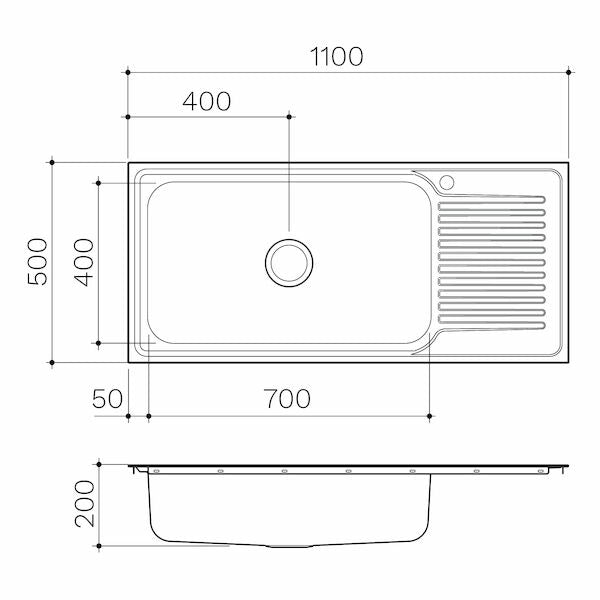 Clark Punch Mega End Bowl 1 Tap Hole Left Hand Bowl