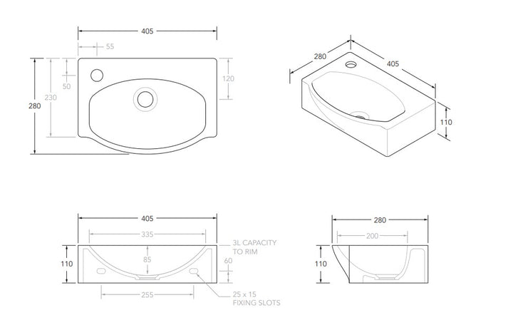 ADP Humphrey Semi-Recessed Wall Basin Semi Recessed Basins Gloss White